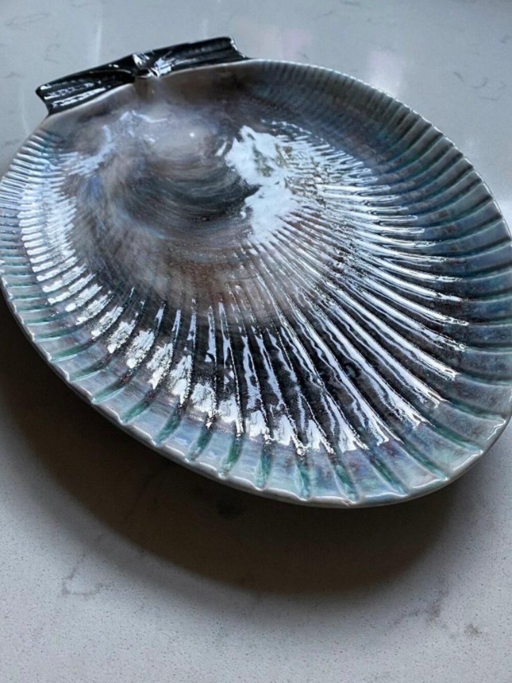 Bordallo Pinheiro Scalloped Shell Platter Serving Oyster Tray Made in Portugal